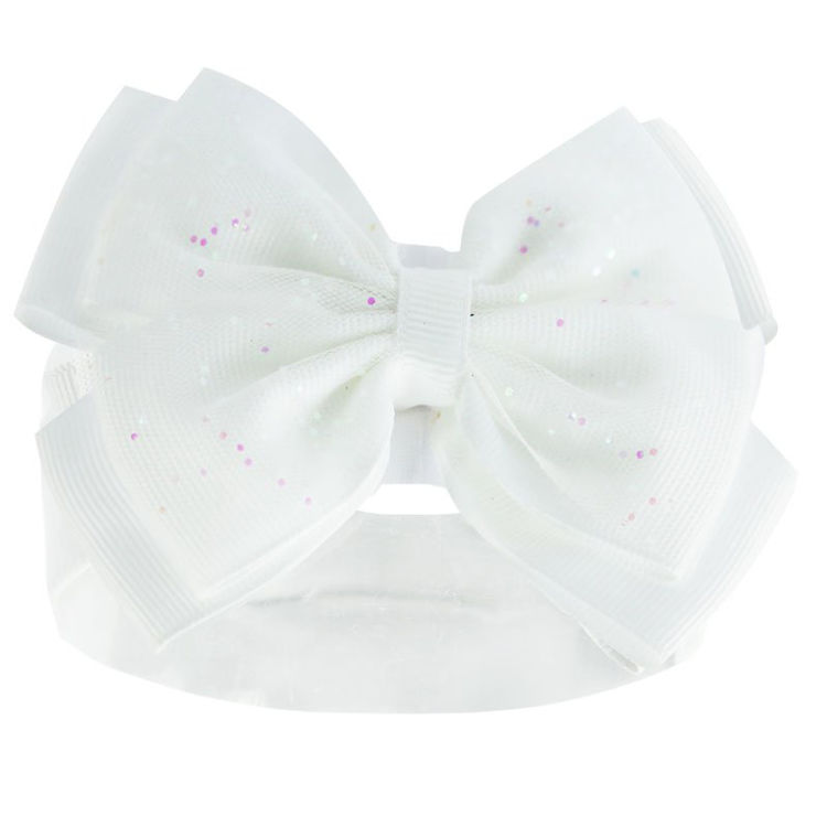 Picture of HB92-N: – F3127-6938- HEADBAND W/GLITTER BOW WHITE
